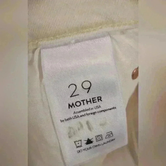 MOTHER  White Pink Side Stripe Midrise Dazzler Crop Denim 29W USA - Picture 7 of 9